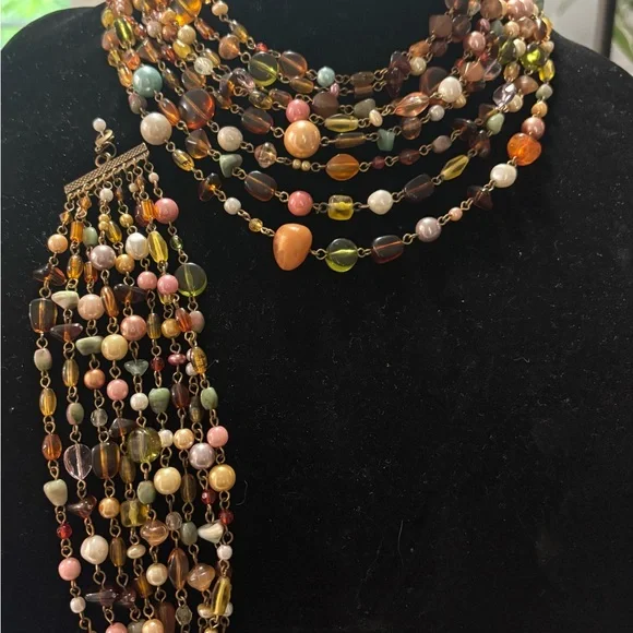 *Set* Lia Sophia "Beaumont" Multicolor & Multi Beaded Necklace & Bracelet Set - Picture 2 of 2